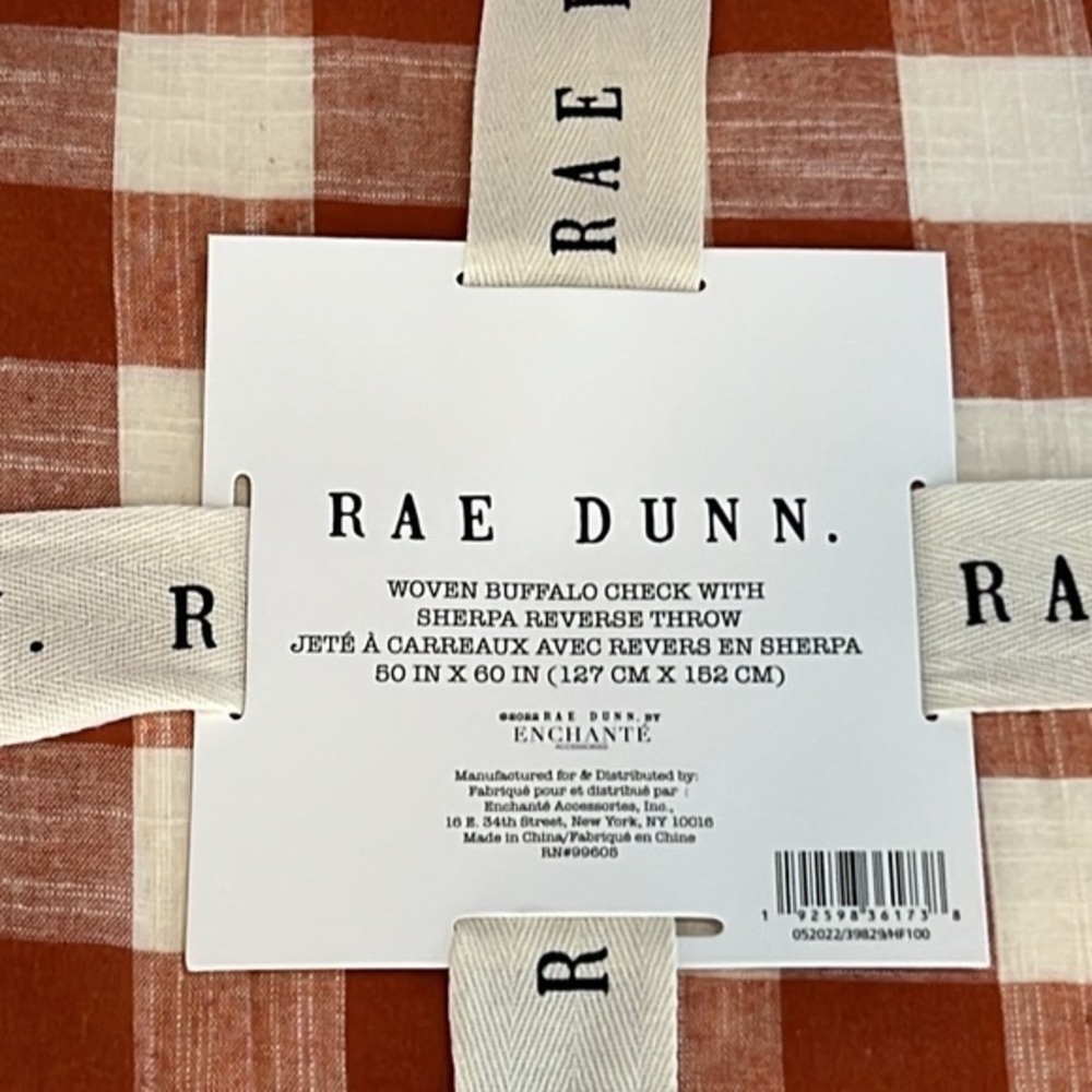 Rae Dunn - ‘Blessed/Leaves’ Rust Plaid/Sherpa throw. NWT. *Last One! - Picture 5 of 6